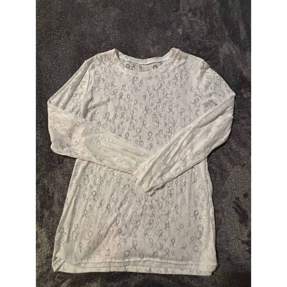 Happy Scrubs White Awareness Ribbon Burnout Long Sleeve Underscrub Tee M